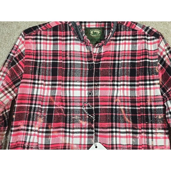 OOAK Upcycled Flannel Shacket Jacket Normal Is Boring Sassy Humor Pockets Size M - Picture 8 of 16